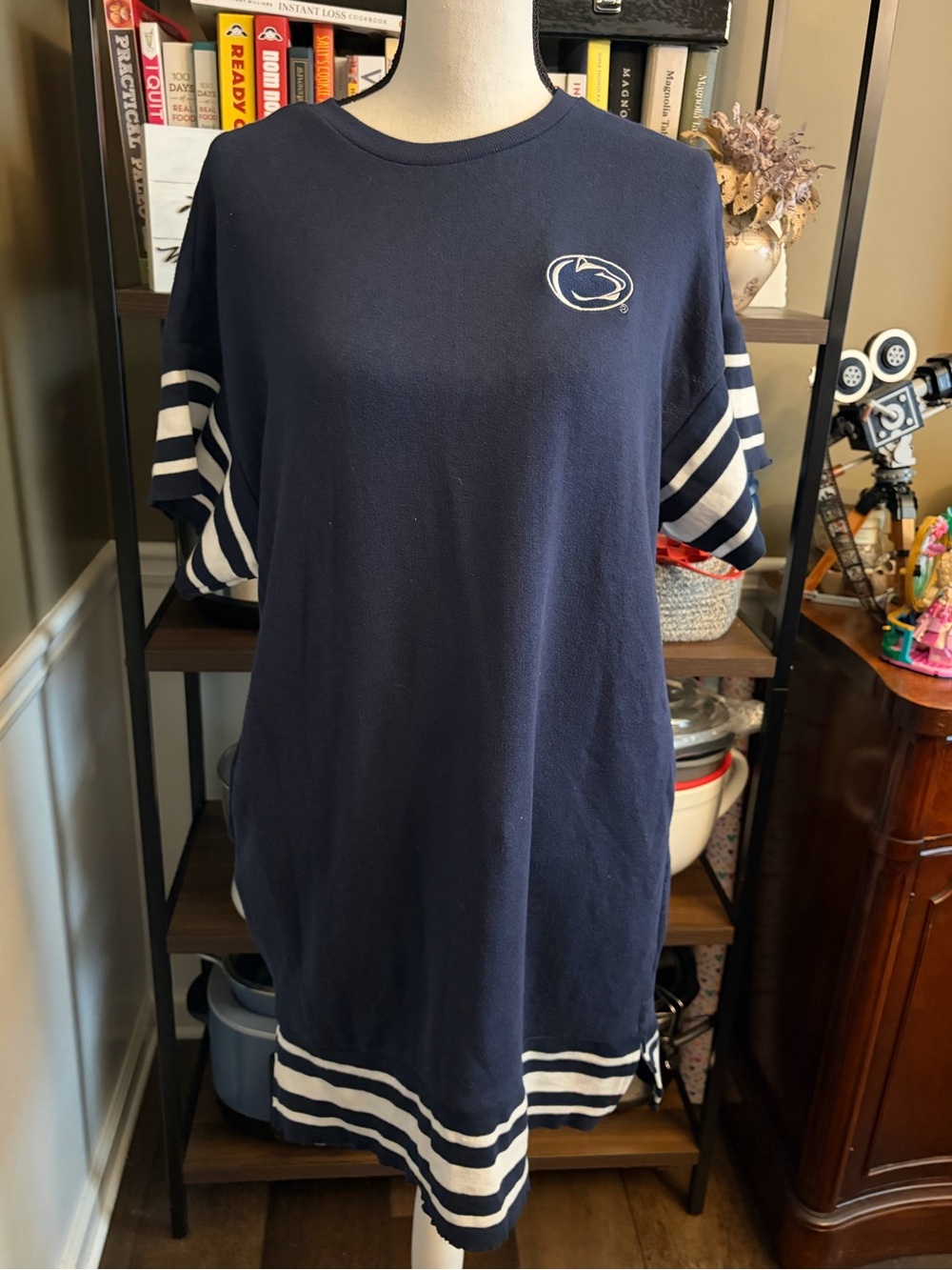 New Penn State Navy Blue Striped Tee Dress